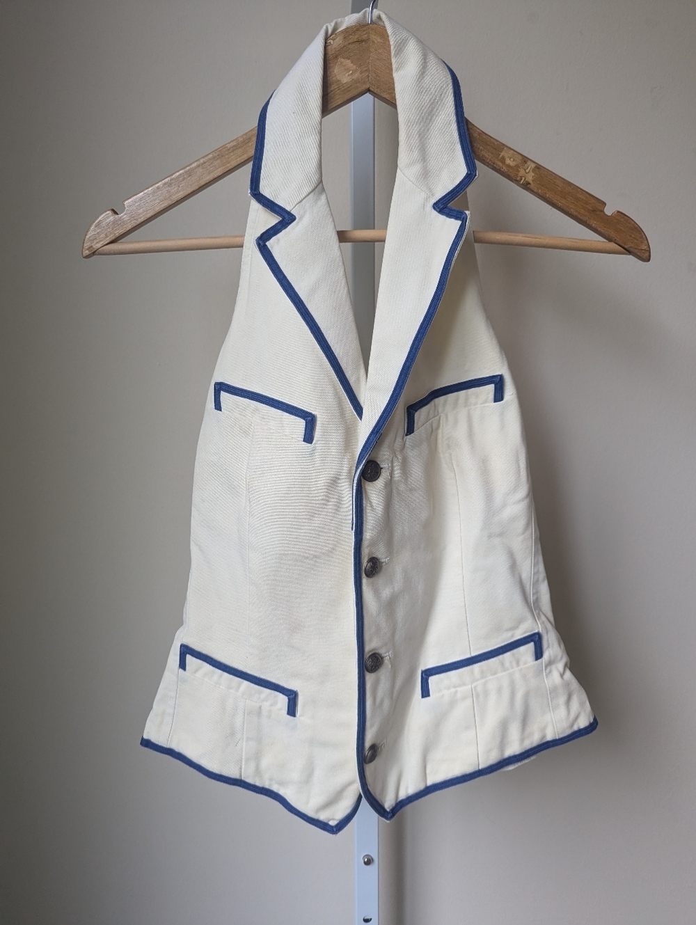 Vintage Ralph Lauren Rugby white & navy collared halter top